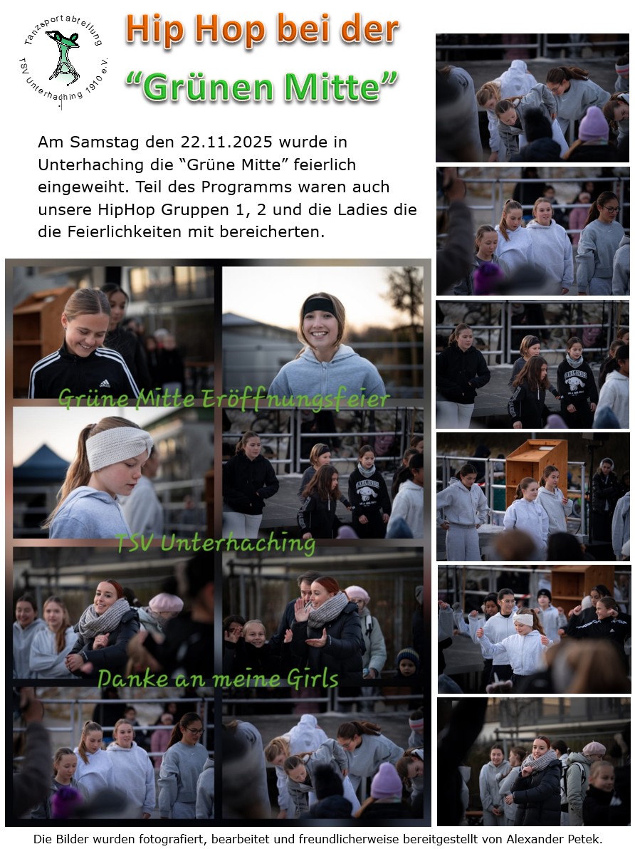 Tanzen: 22.11.2025: HipHop Auftritt bei der Einweihung der Grünen Mitte in Unterhaching