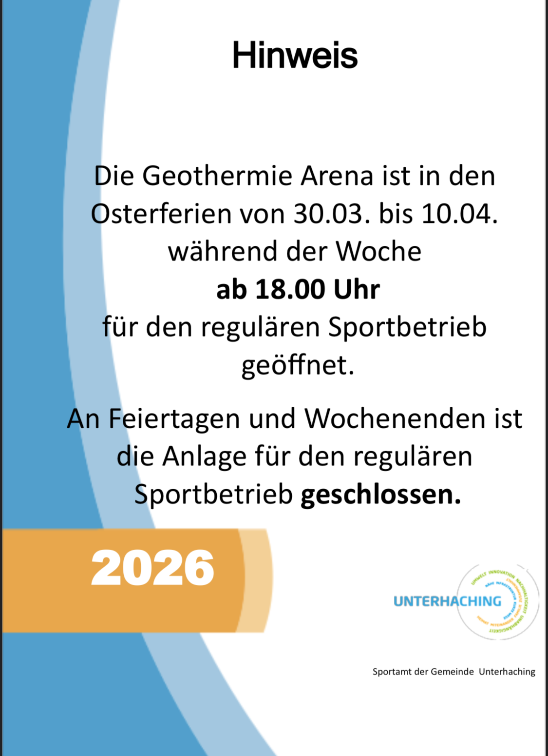 Tanzen: Achtung: Geänderte Regelung für die Osterferien 